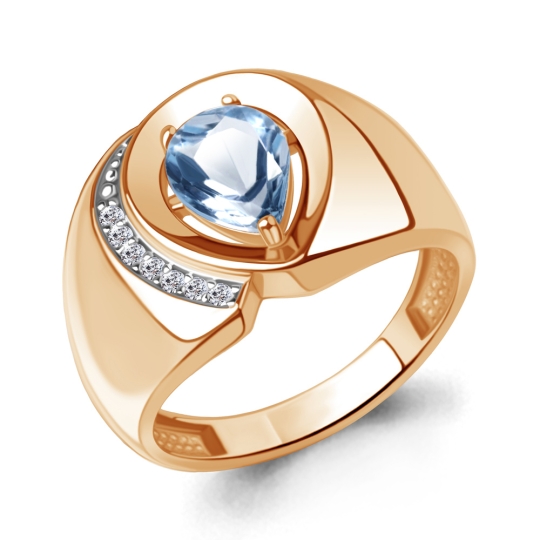 Серьги из серебра с позолотой, топазами Swiss и фианитами