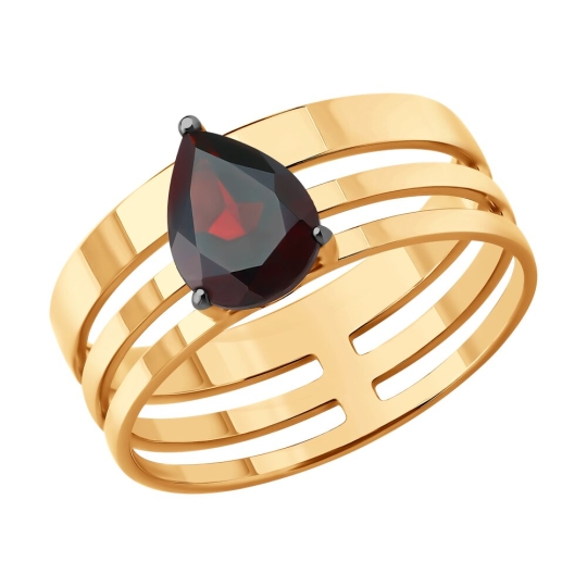 Серьги-трансформеры из серебра с позолотой и гранатами