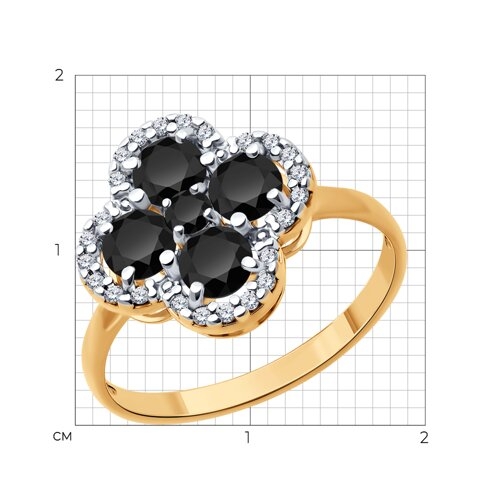 Кольцо из серебра с ювелирным кристаллом и фианитами