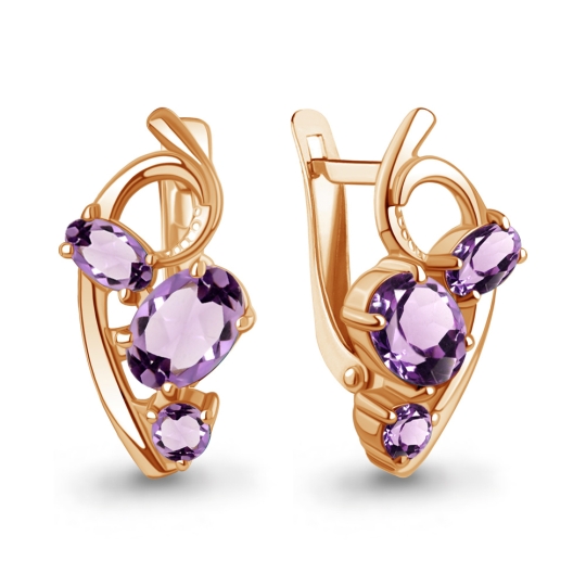 Серьги из серебра с гранатами и фианитами 