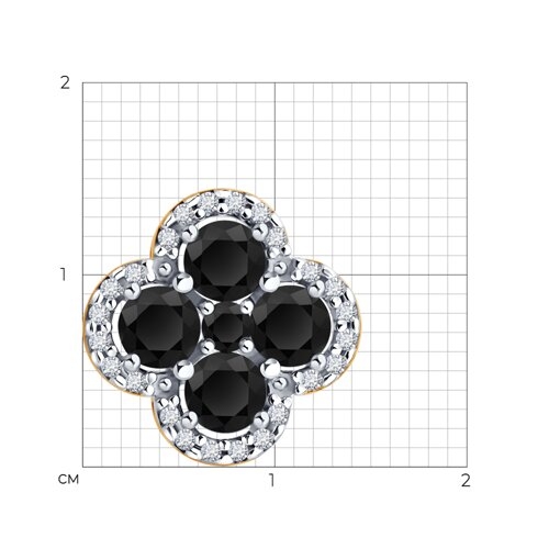 Кольцо из серебра с позолотой, шпинелью и фианитами