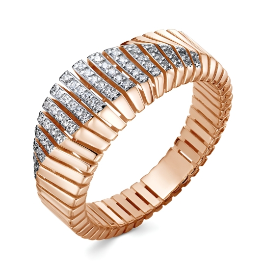 Кольцо из золота с агатом и фианитами