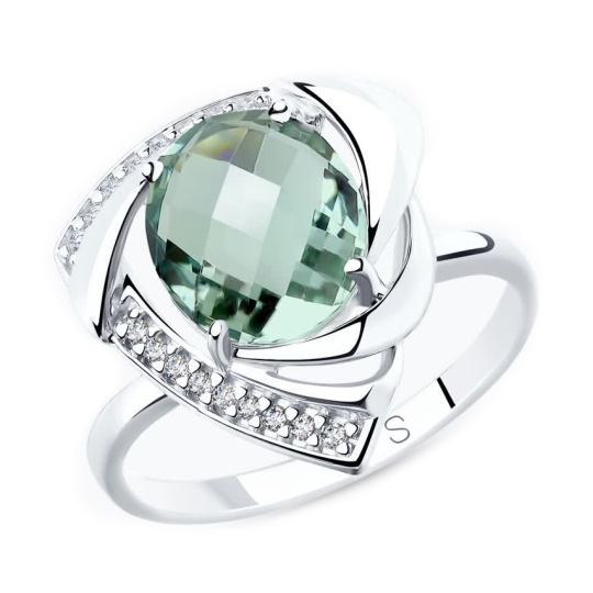 Серьги из серебра с кварцами и фианитами