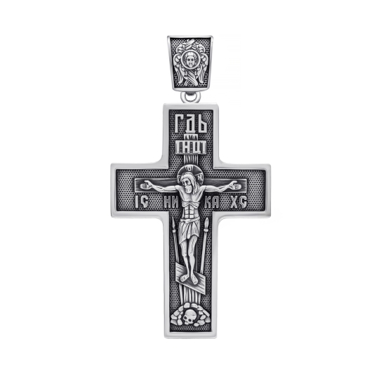 Подвеска-крест из серебра с чернением