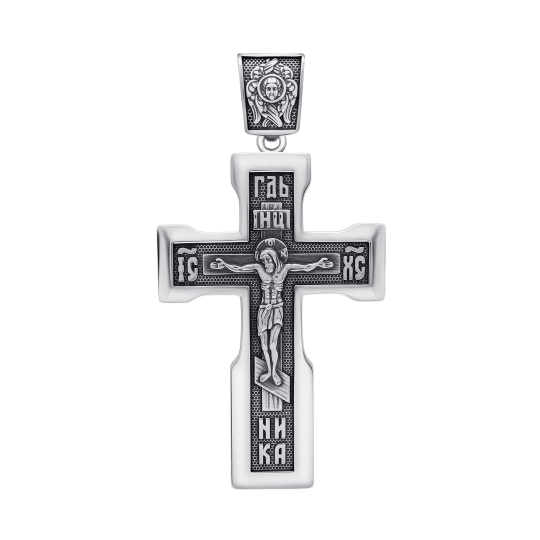 Подвеска-крест из серебра с чернением