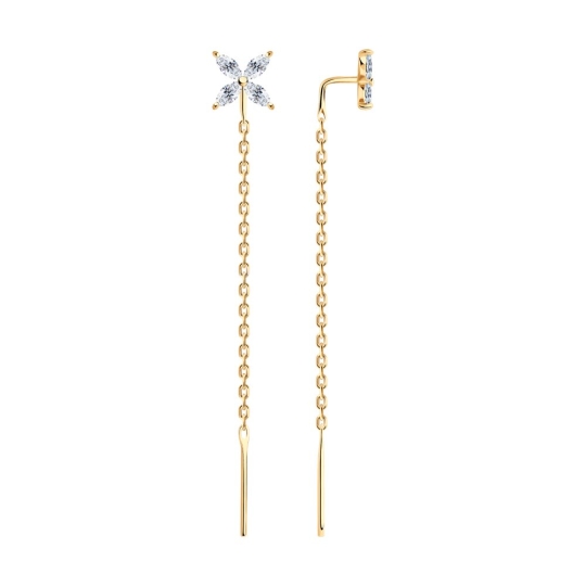 Серьги из серебра с ювелирными кристаллами и фианитами