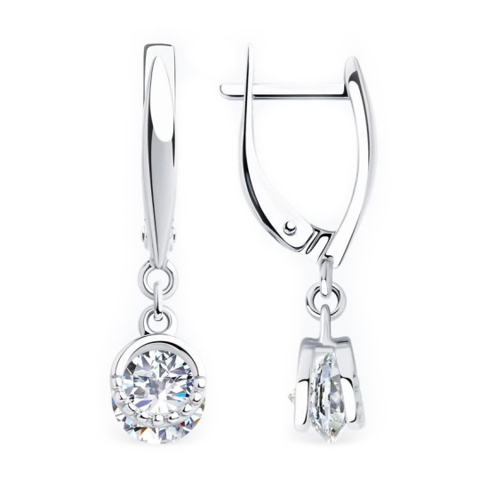 Серьги из серебра с керамическими вставками и фианитами