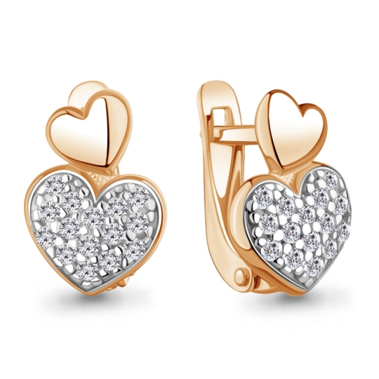 Серьги из серебра с ювелирными кристаллами и фианитами