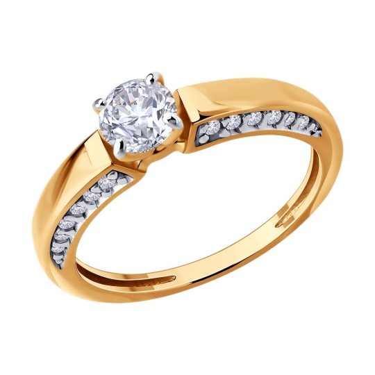 Серьги из серебра с позолотой и фианитами