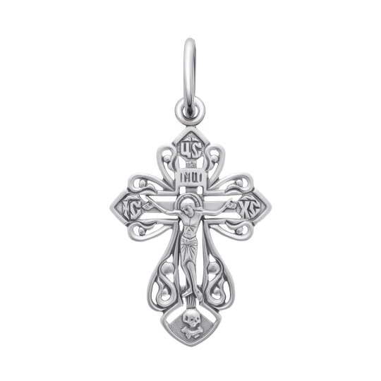 Подвеска-крест из серебра с бриллиантом