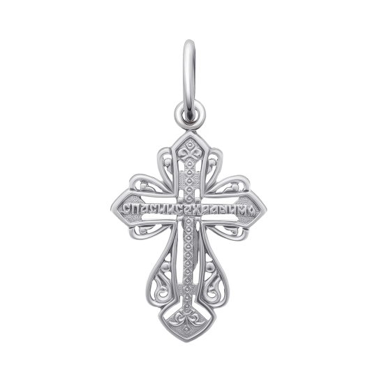 Подвеска-крест из серебра с бриллиантом