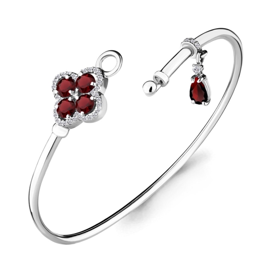 Браслет из серебра с позолотой,топазами Swiss и фианитами