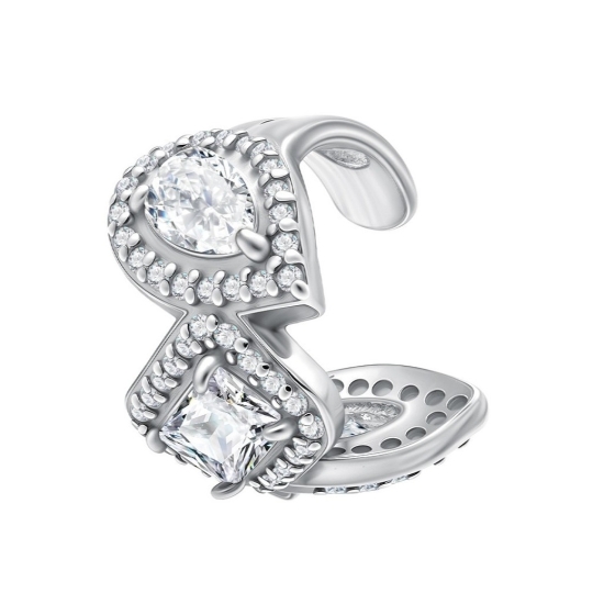 Серьга одиночная из серебра с позолотой и фианитом