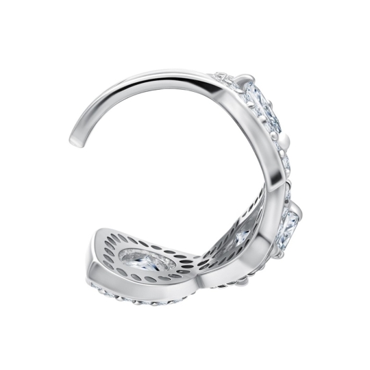 Серьга одиночная из серебра с позолотой и фианитом