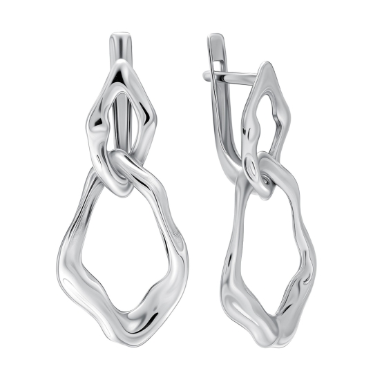 Серьги из серебра с черными фианитами