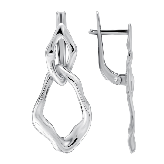 Серьги из серебра с черными фианитами