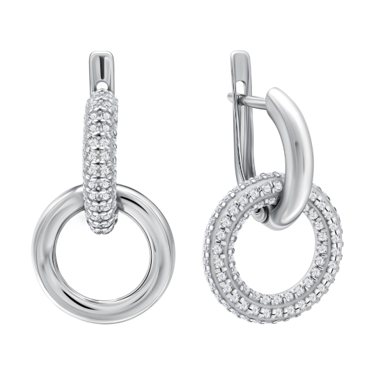 Серьги из серебра с фианитами и эмалью