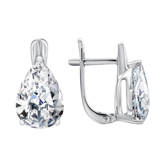 Серьги из комбинированного золота с бриллиантами и сапфирами