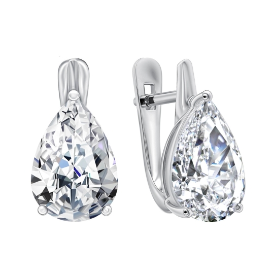 Серьги из комбинированного золота с бриллиантами и сапфирами