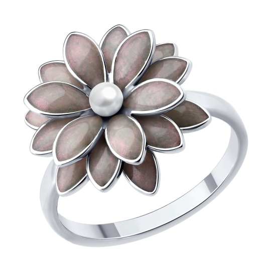 Серьги из серебра с жемчугом и эмалью