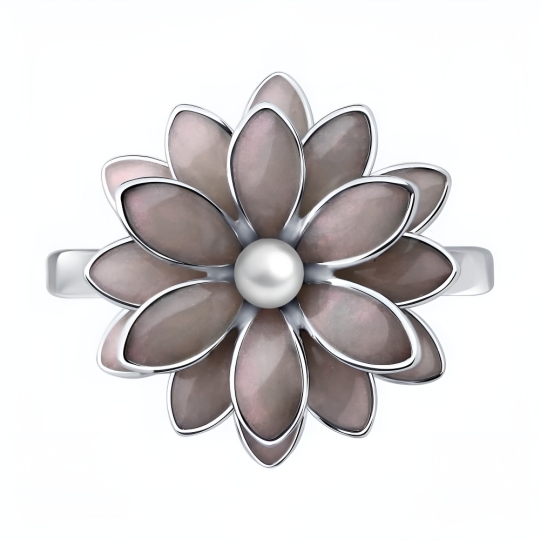 Серьги из серебра с жемчугом и эмалью