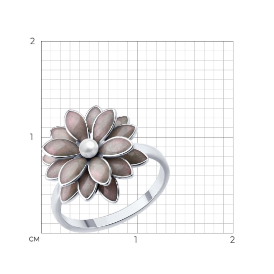 Кольцо из серебра с жемчугом и эмалью
