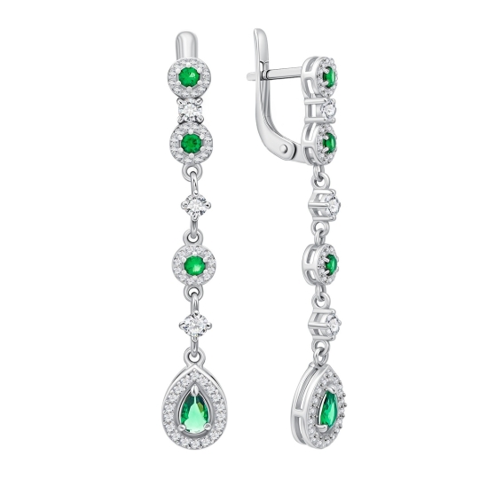 Серьги из серебра с фианитами