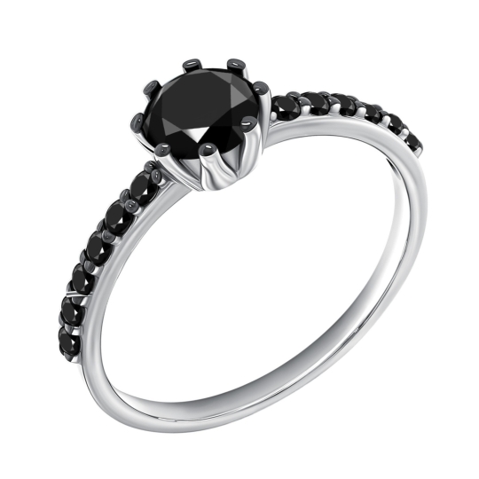 Кольцо из серебра с позолотой, раухтопазами и фианитами