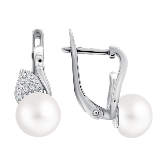 Серьги из серебра с фианитами