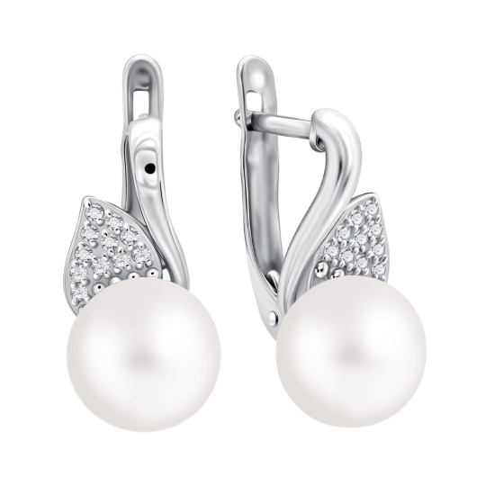 Серьги из серебра с фианитами