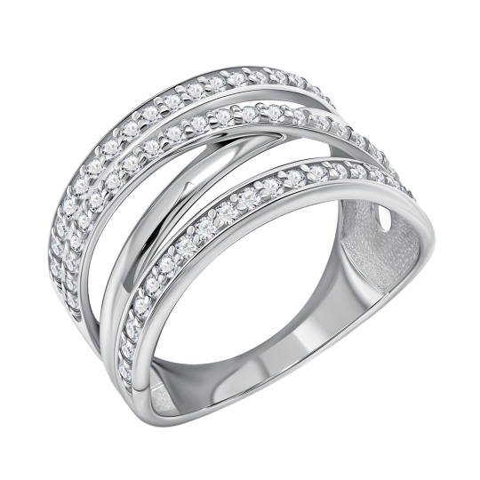 Кольцо из серебра с гранатами и фианитами