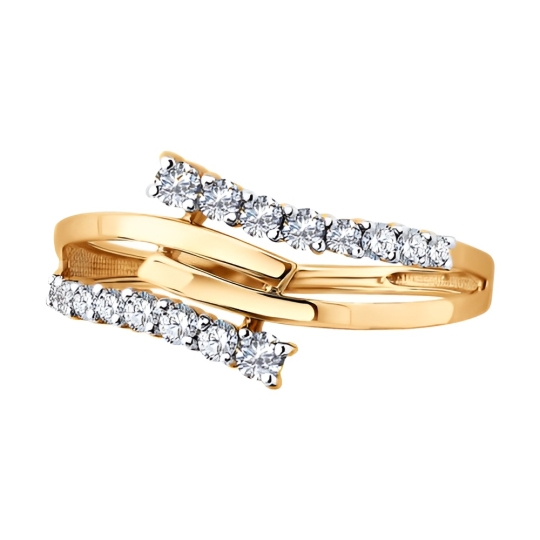 Кольцо из золота с бриллиантами и рубином