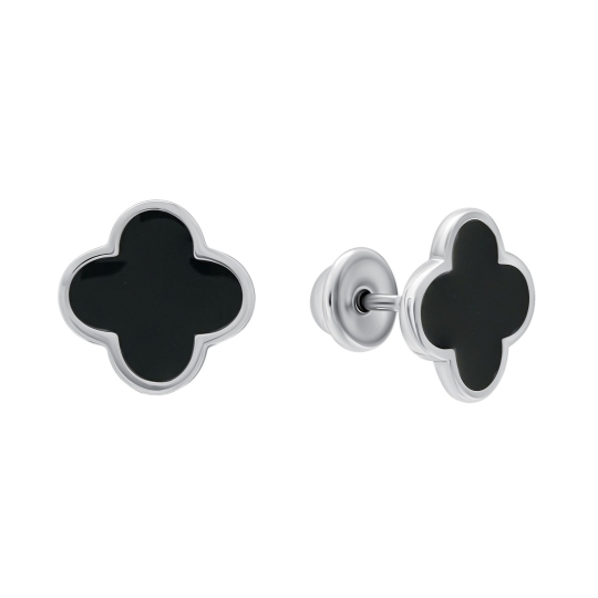 Серьги из серебра с позолотой и фианитами