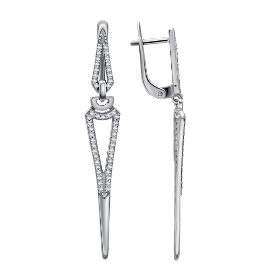 Серьги из серебра с фианитами