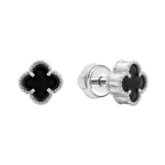 Серьги из серебра с эмалью и фианитами