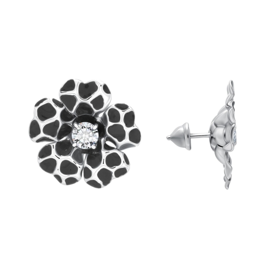 Серьги-трансформеры из серебра с эмалью и фианитами