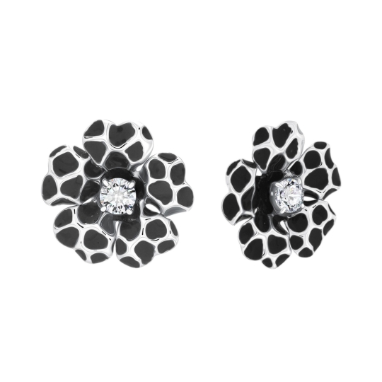 Серьги-трансформеры из серебра с эмалью и фианитами