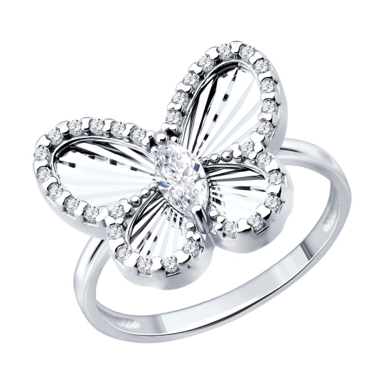 Серьги из серебра с алмазной гранью и фианитами