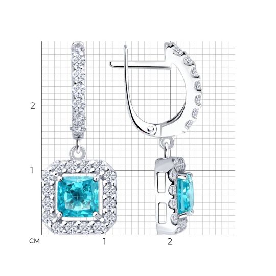 Серьги из серебра с фианитами