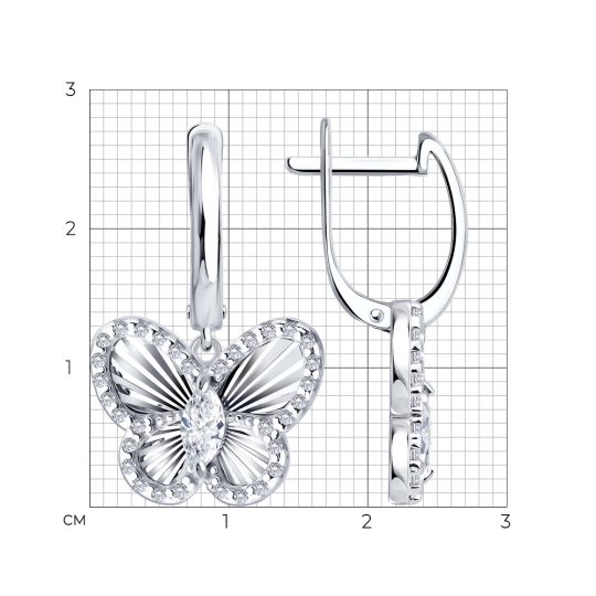 Серьги из серебра с фианитами