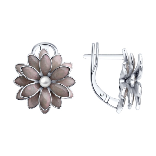 Одиночная серьга из серебра с фианитами 