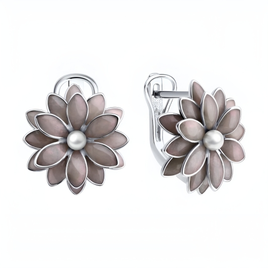 Одиночная серьга из серебра с фианитами 