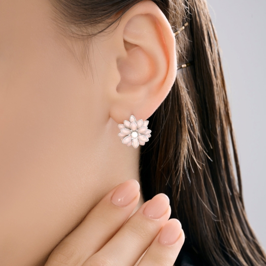 Одиночная серьга из серебра с фианитами 