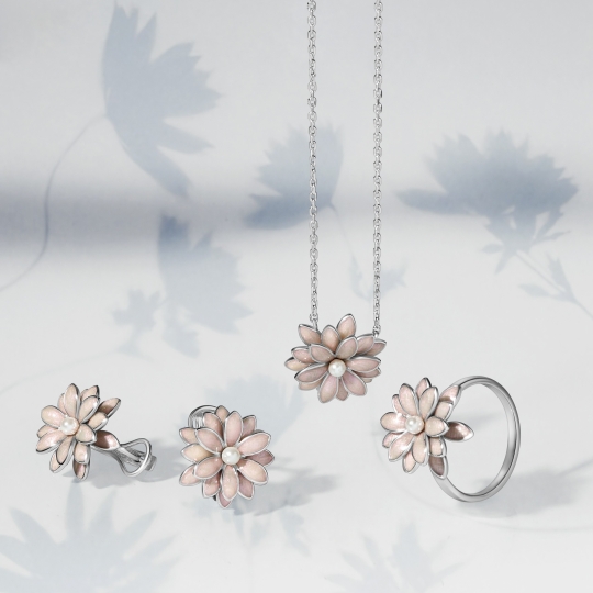 Серьги из серебра с жемчугом и эмалью