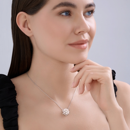 Серьги из серебра с жемчугом и эмалью