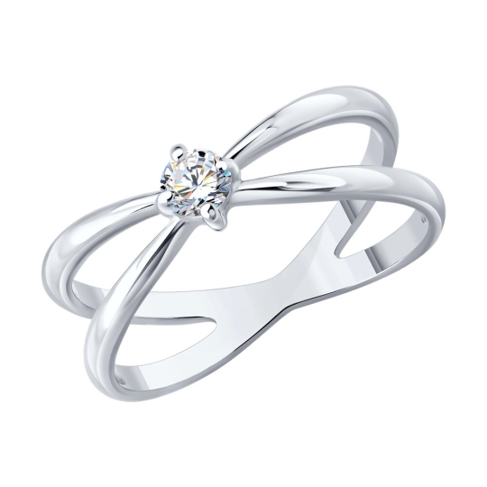 Кольцо из серебра с выращенным бриллиантом