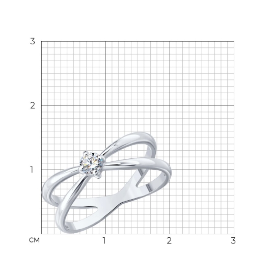 Кольцо из серебра с выращенным бриллиантом