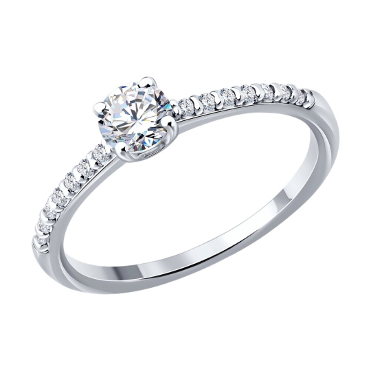 Кольцо из серебра с раухтопазом и фианитами