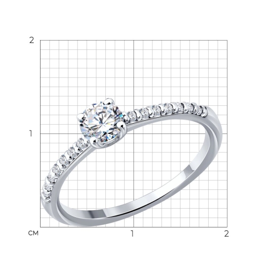 Кольцо из серебра с выращенными бриллиантами