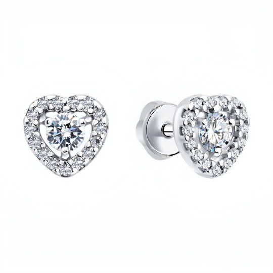 Серьги из серебра с выращенными бриллиантами